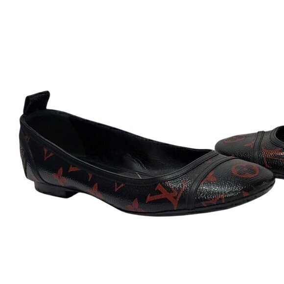Louis Vuitton Monogram Red Black Flats 35 - Picture 4 of 11